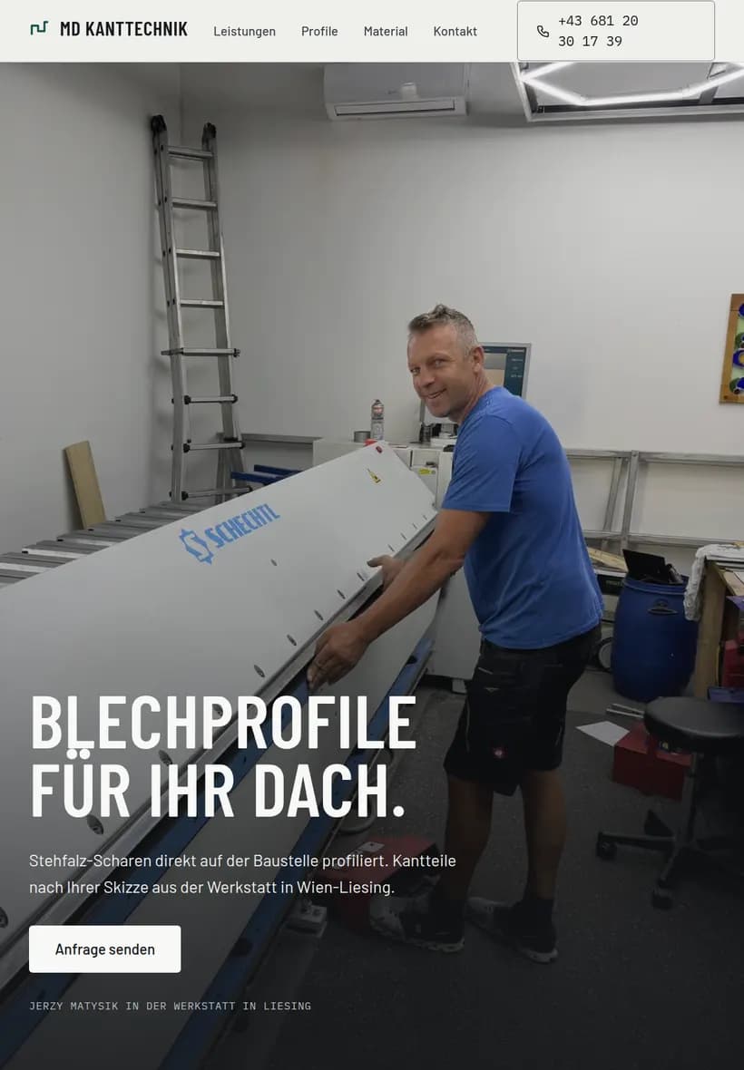 Website von MD Kanttechnik