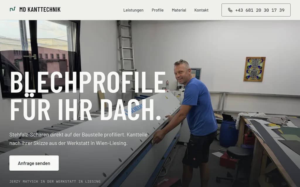 Website von MD Kanttechnik